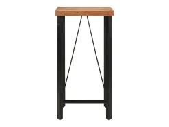 Mesa alta de hierro y madera maciza de acacia 55x55x107 cm