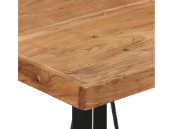 Mesa alta de hierro y madera maciza de acacia 55x55x107 cm