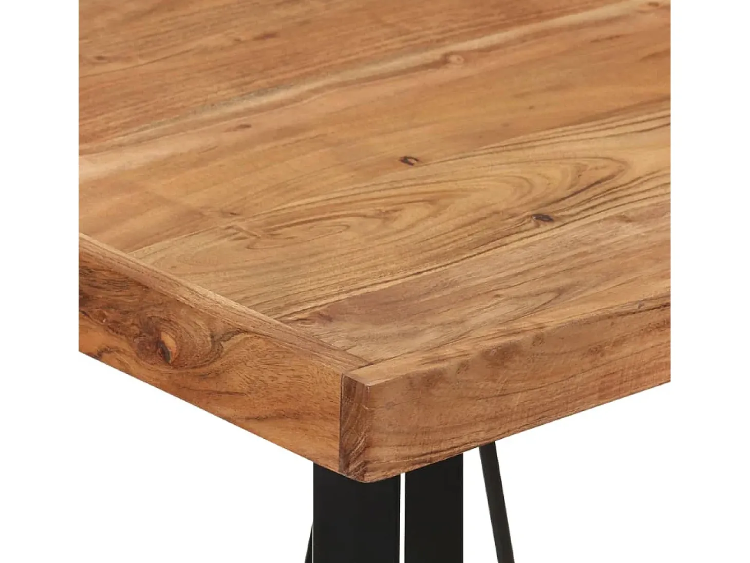 Mesa alta de hierro y madera maciza de acacia 55x55x107 cm