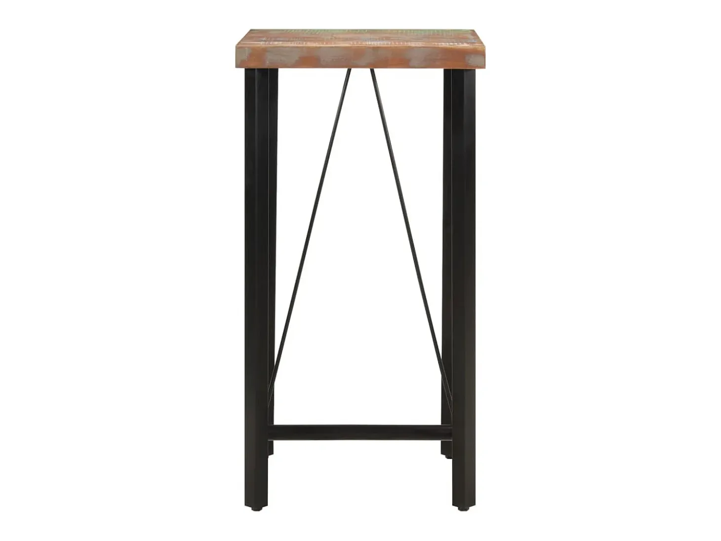 Mesa alta de hierro y madera maciza reciclada 55x55x107 cm ES137423