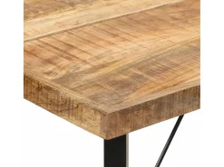 Mesa alta de hierro y madera maciza de mango 180x70x107 cm