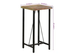 Mesa alta de hierro y madera maciza reciclada 55x55x107 cm