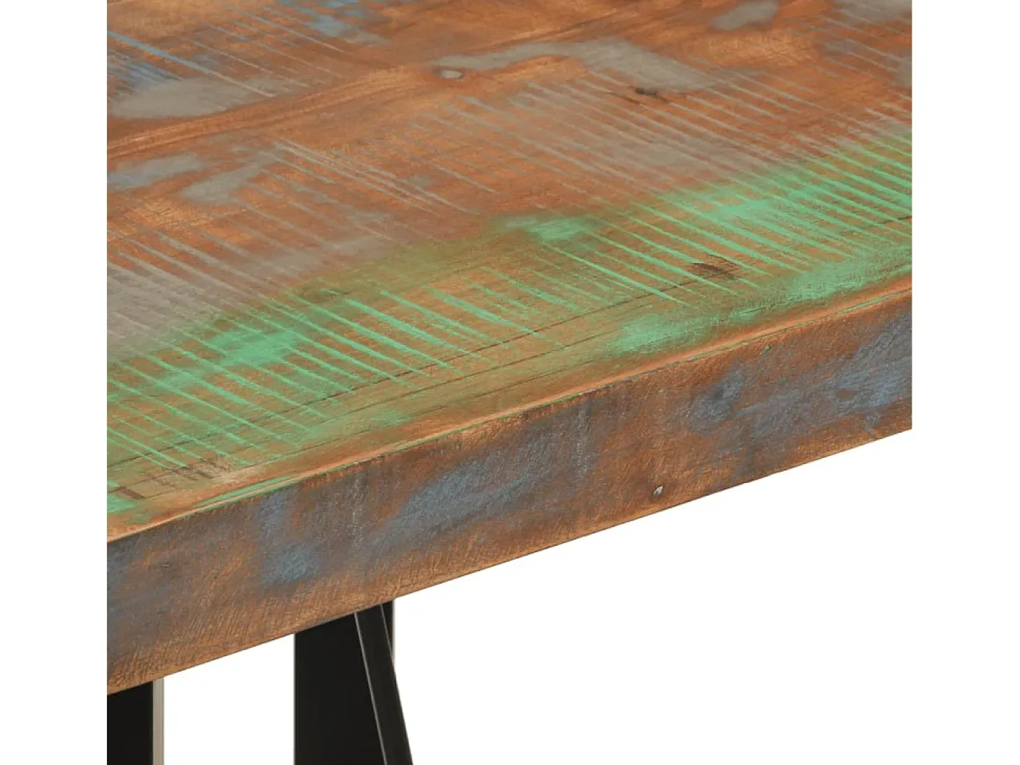 Mesa alta de hierro y madera maciza reciclada 55x55x107 cm