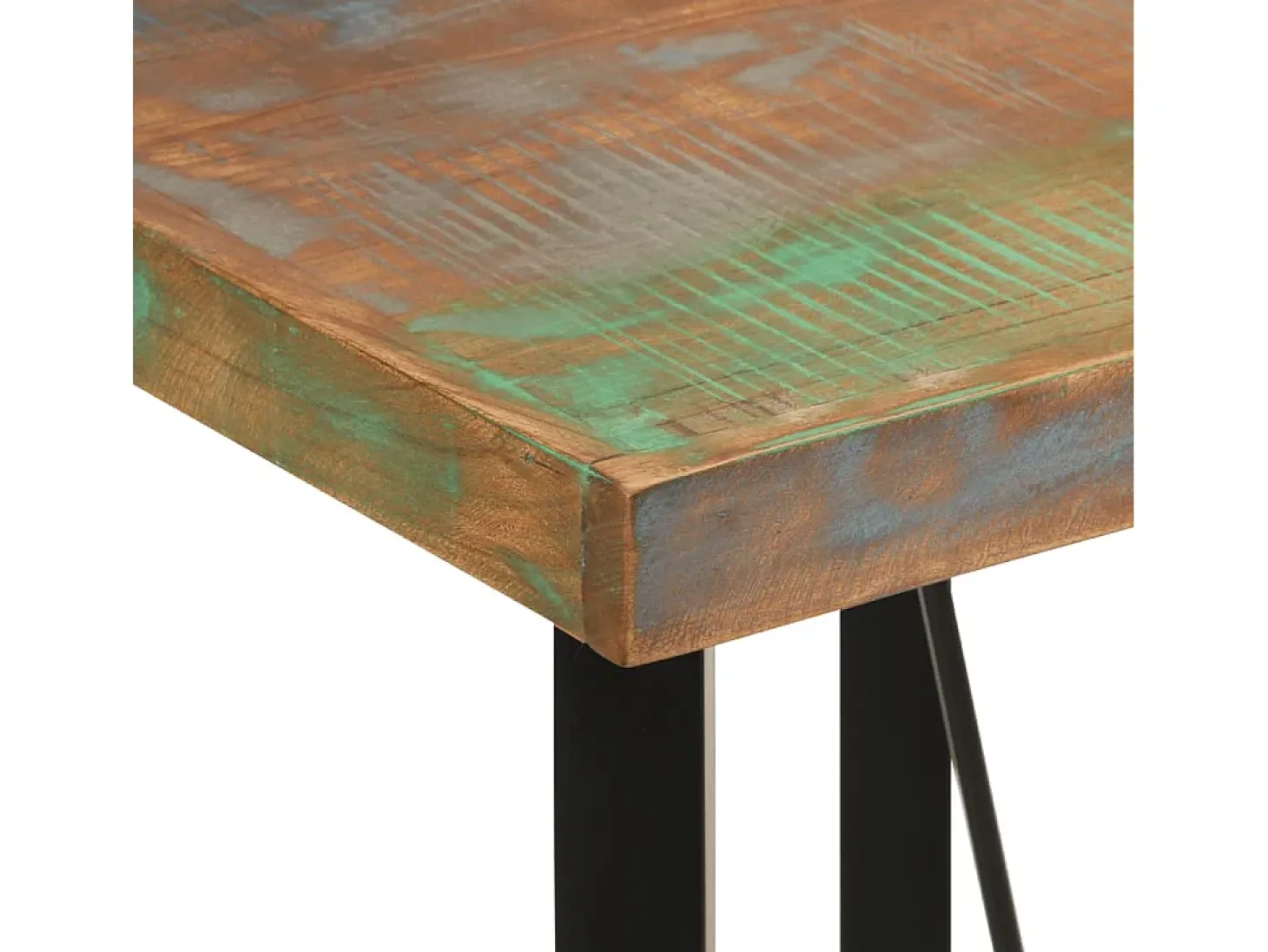 Mesa alta de hierro y madera maciza reciclada 55x55x107 cm