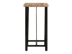 Mesa alta de hierro y madera maciza reciclada 55x55x107 cm