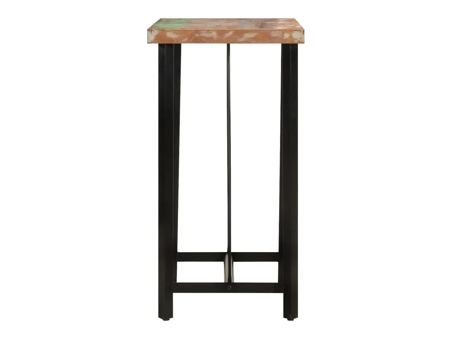 Mesa alta de hierro y madera maciza reciclada 55x55x107 cm