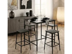 Mesa alta de 70x70 cm para bar cocina y cafetería de metal blanco y negro Zakis - Negro