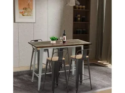 Mesa alta estilo industrial para taburete bar cocina 120 x 60 x 106 cm Catal - Blanco