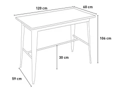 Mesa alta estilo industrial para taburete bar cocina 120 x 60 x 106 cm Catal - Blanco