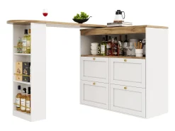 Mesa alta giratoria 360°, con 4 cajones y estantes abiertos, diseño moderno, MDF, blanco (105x39x102 cm)