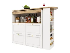 Mesa alta giratoria 360°, con 4 cajones y estantes abiertos, diseño moderno, MDF, blanco (105x39x102 cm)