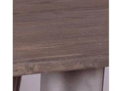 Mesa alta industrial en acero envejecido y madera oscura - Bistro - Antique