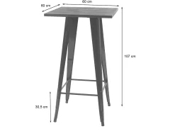 Mesa alta MCW-A73 con tablero de madera incluido, negro