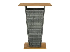 Mesa alta ratán sintético y madera de acacia gris 80x80x110 cm ES892591