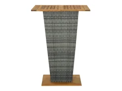 Mesa alta ratán sintético y madera de acacia gris 80x80x110 cm ES892591