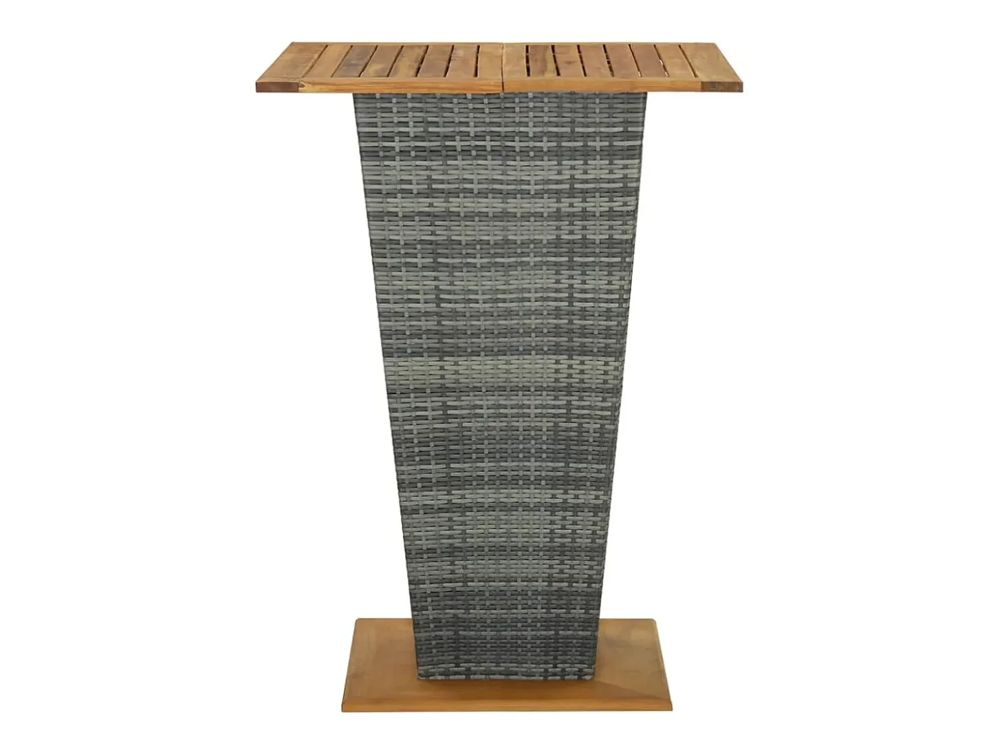 Mesa alta ratán sintético y madera de acacia gris 80x80x110 cm ES892591