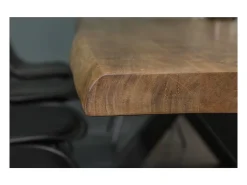 Mesa ARKAYA 200 cm – Tablero de madera maciza de acacia barnizada y patas de metal negro en X