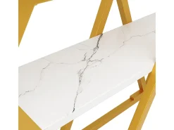 Mesa auxiliar (1) - 120 x 29,5 x 80 cm - Mesa de comedor, tablero de madera, tablero de mármol, blanco