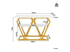 Mesa auxiliar (1) - 120 x 29,5 x 80 cm - Mesa de comedor, tablero de madera, tablero de mármol, blanco