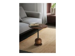 Mesa auxiliar circular de madera de mango