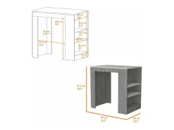 Mesa Auxiliar de cocina Portree en melamina con 2 estantes , 91.18 cm X 92 cm X 58.9 cm , Blanco