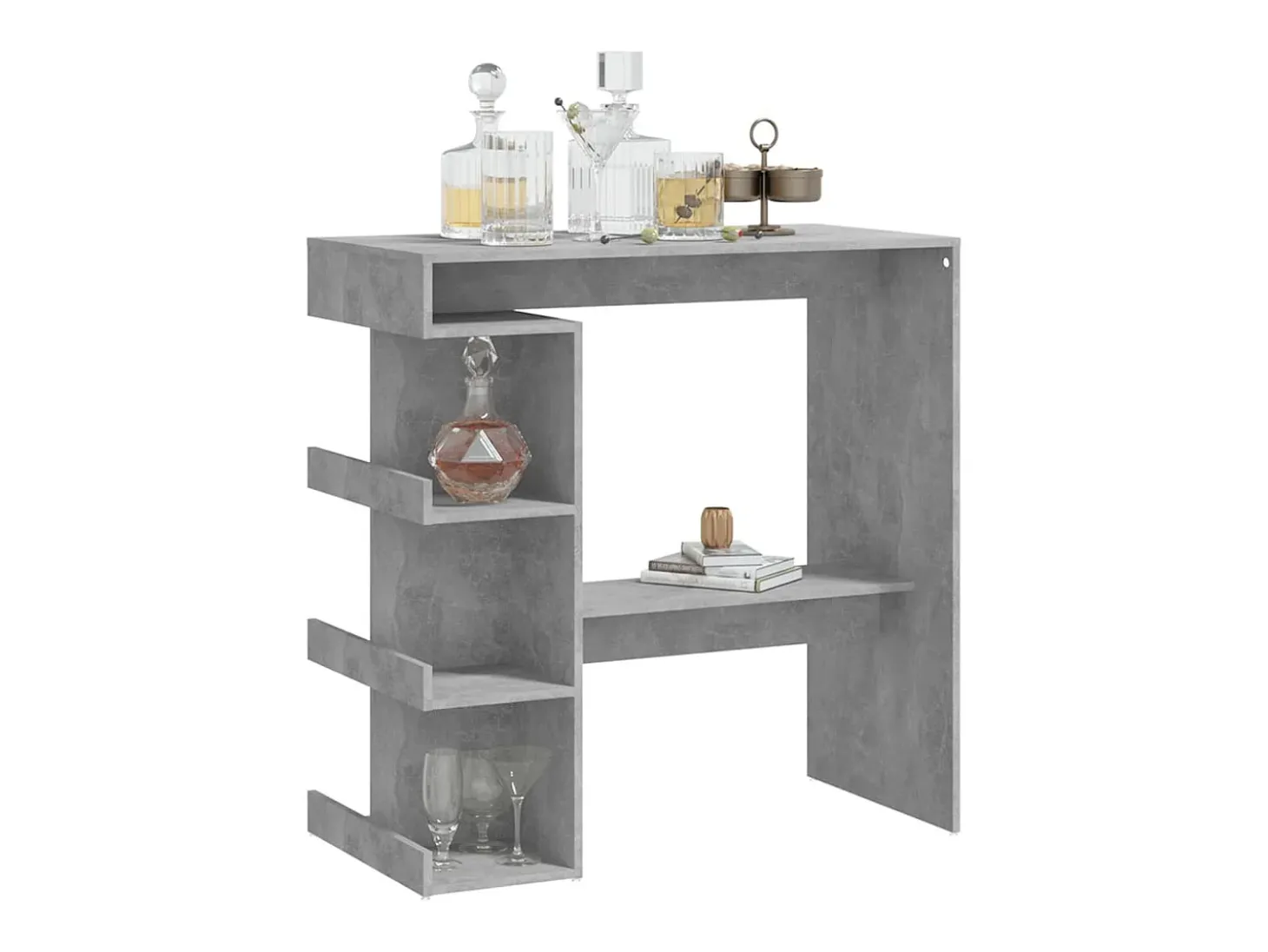 Mesa bar almacenaje contrachapada gris hormigón 100x50x101,5 cm ES695107