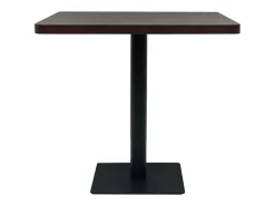 Mesa bar bistró MDF y acero cuadrada fresno oscuro 80x80x75 cm