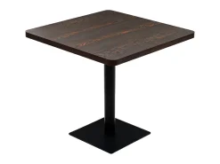 Mesa bar bistró MDF y acero cuadrada fresno oscuro 80x80x75 cm ES260206