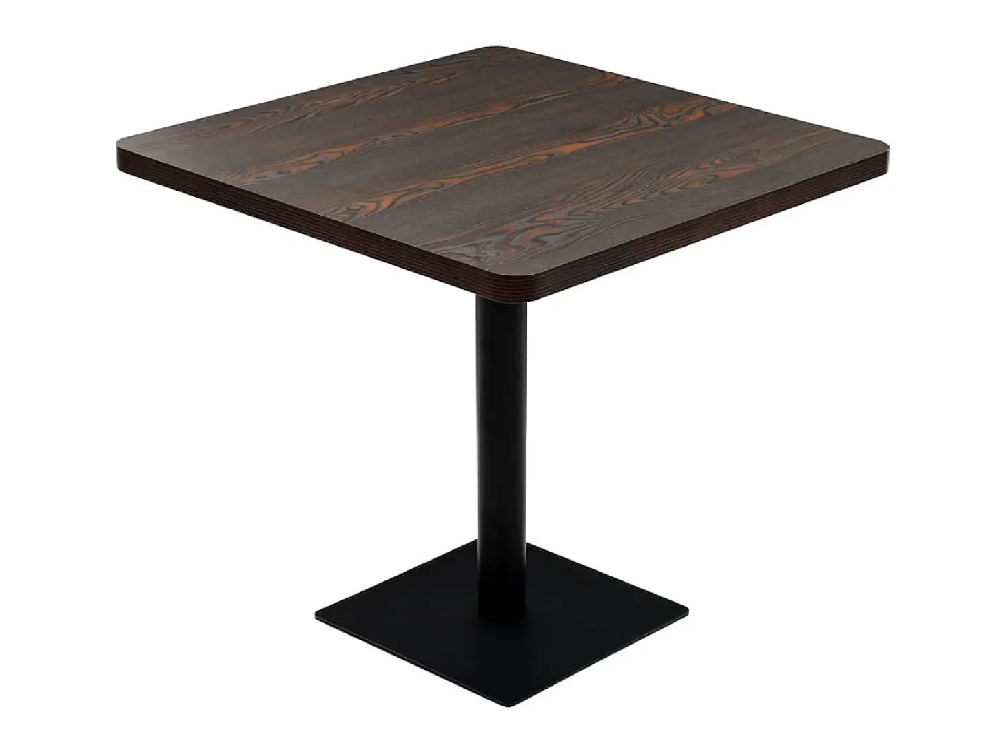 Mesa bar bistró MDF y acero cuadrada fresno oscuro 80x80x75 cm ES260206