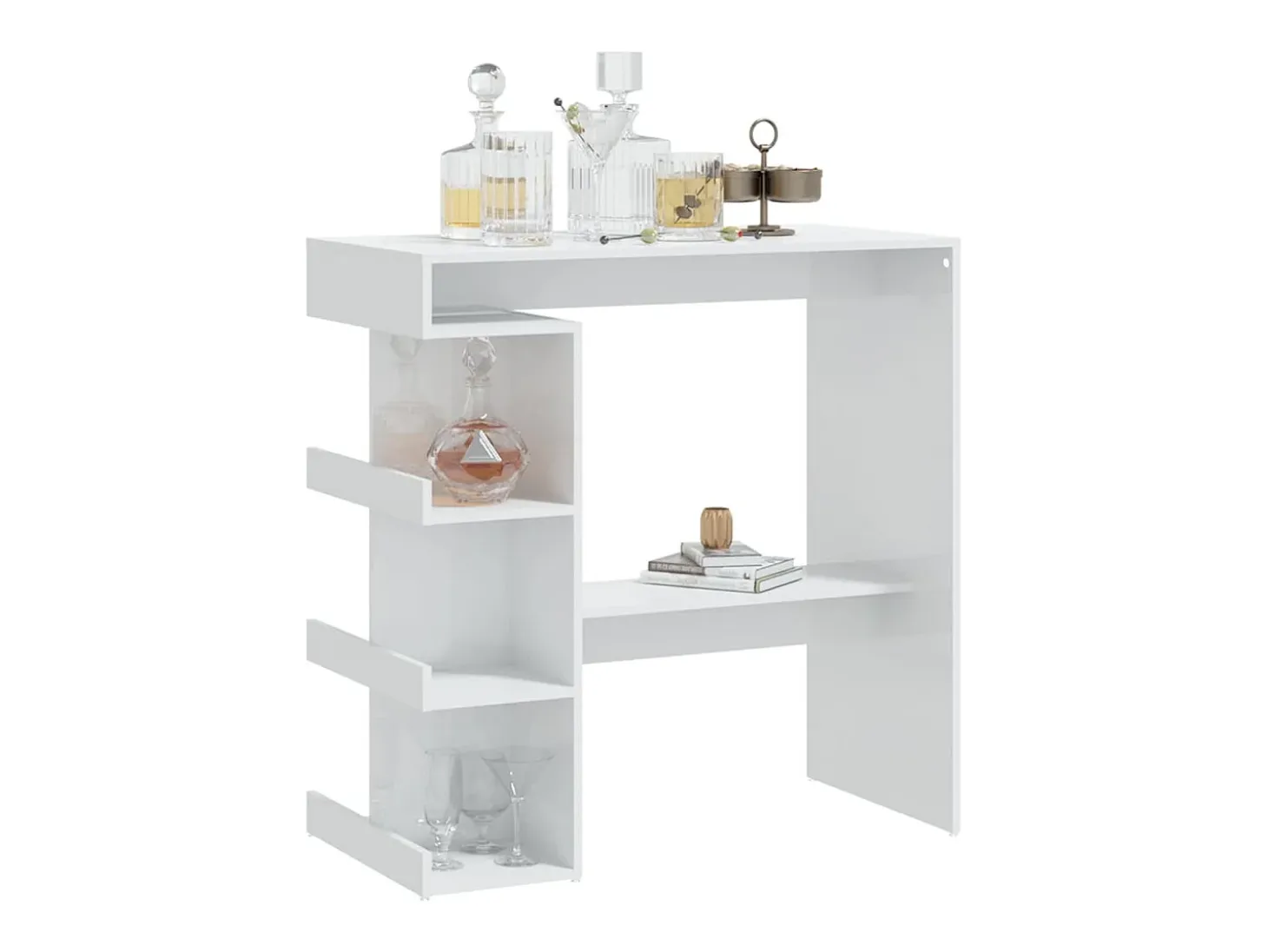 Mesa bar con estante aglomerado blanco brillo 100x50x101,5 cm ES774778