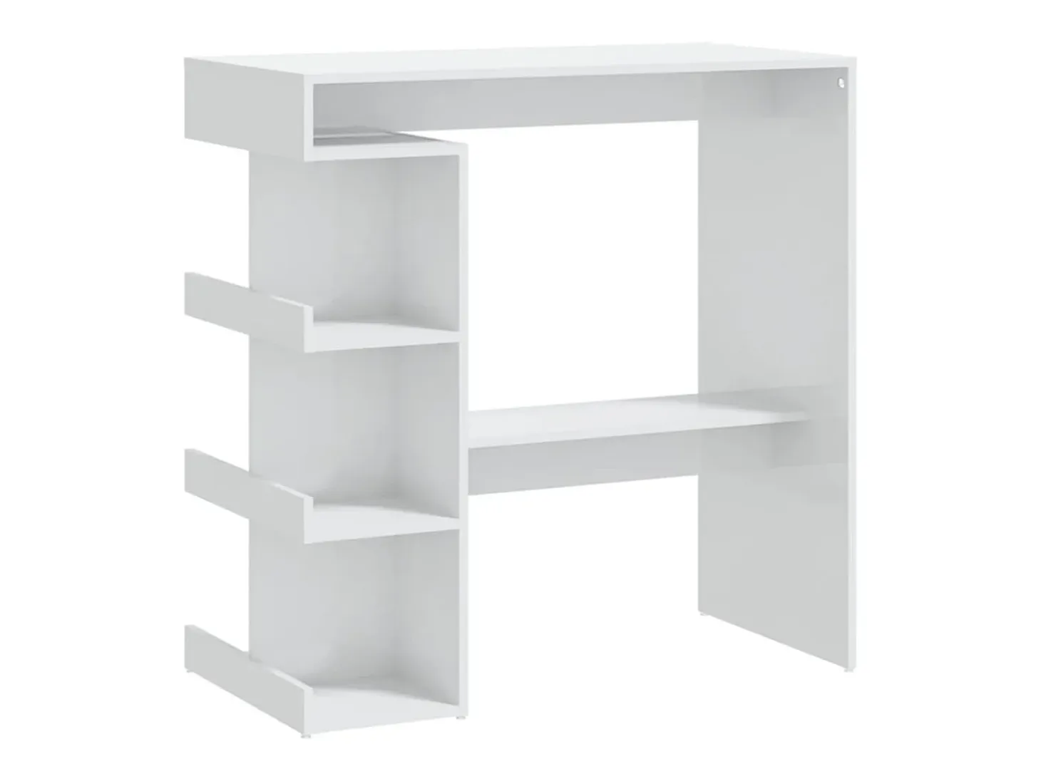 Mesa bar con estante aglomerado blanco brillo 100x50x101,5 cm