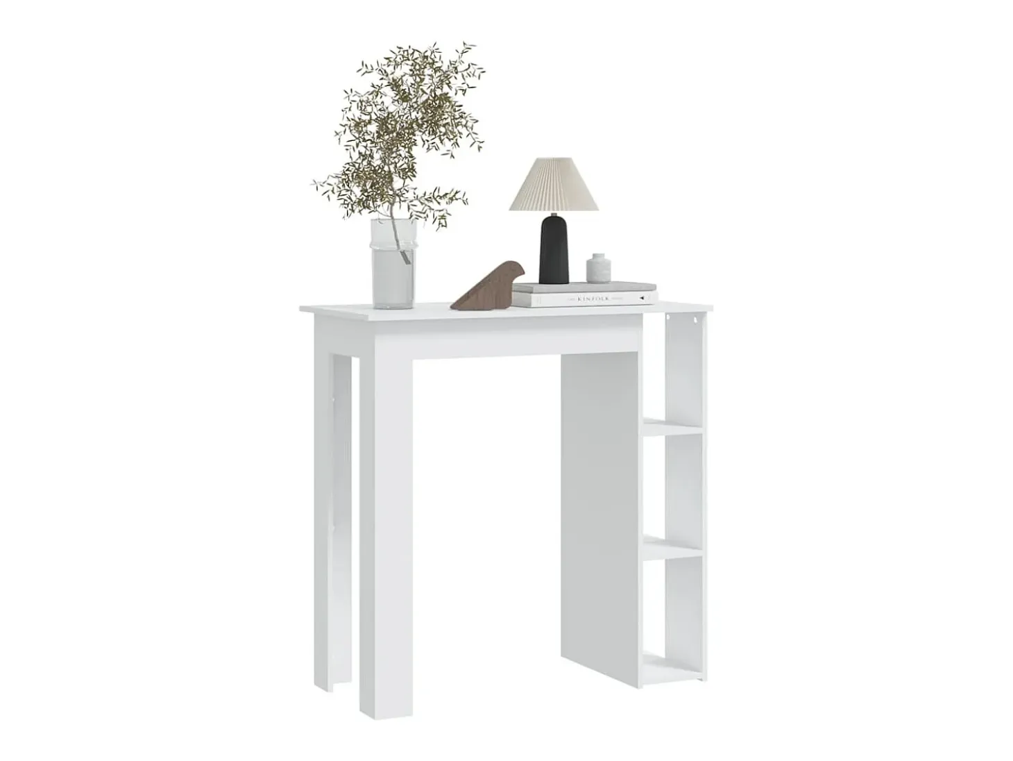 Mesa bar con estante madera contrachapada blanco 102x50x103,5cm ES428296