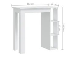 Mesa bar con estante madera contrachapada blanco 102x50x103,5cm
