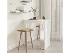 Mesa bar con estante madera contrachapada blanco 102x50x103,5cm