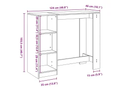 Mesa bar con estante madera gris hormigón 124x46x103,5 cm