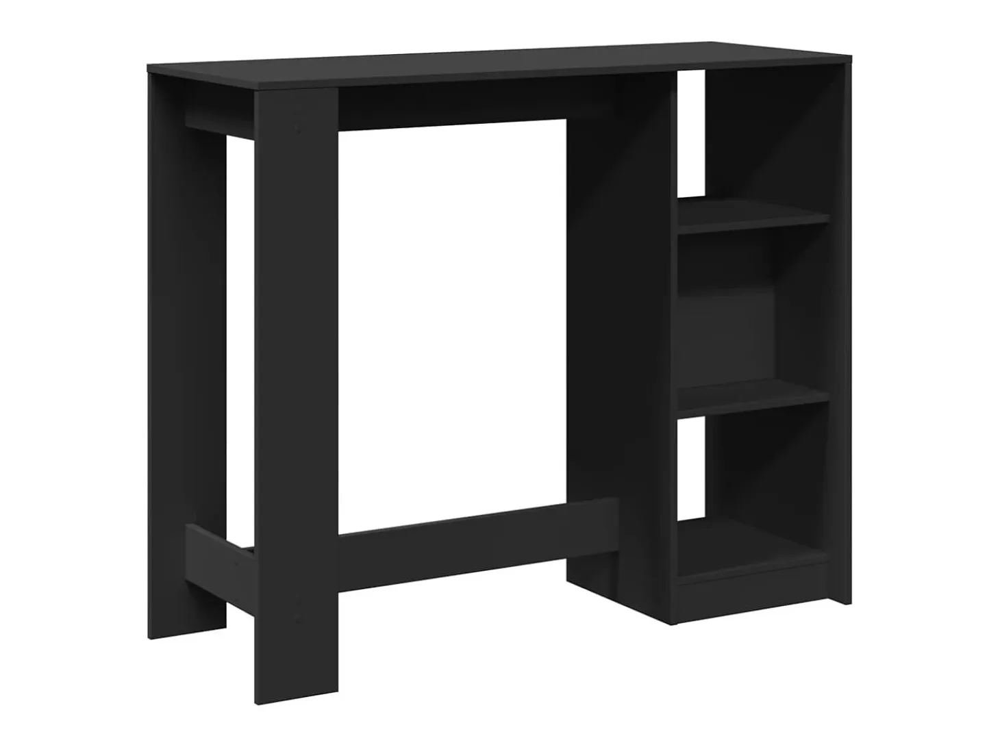 Mesa bar con estante madera ingeniería negra 124x46x103,5 cm