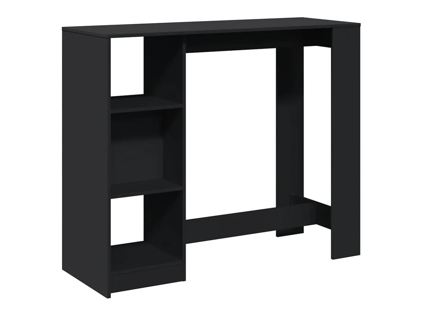 Mesa bar con estante madera ingeniería negra 124x46x103,5 cm