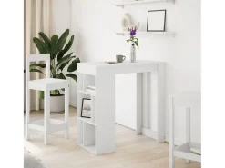 Mesa bar con estantes madera ingeniería blanca 102x50x103,5 cm
