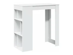 Mesa bar con estantes madera ingeniería blanca 102x50x103,5 cm