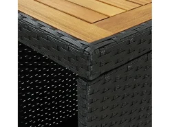 Mesa bar estante almacenaje 120x60x110 cm ratán sintético negro