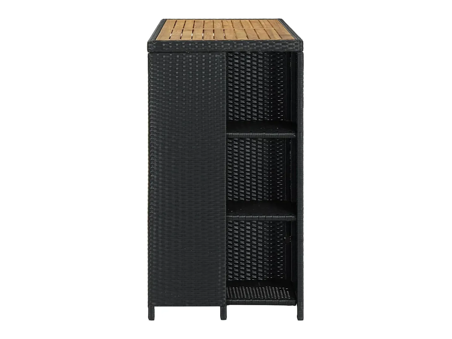 Mesa bar estante almacenaje 120x60x110 cm ratán sintético negro