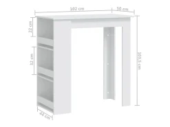 Mesa bar estante almacenaje contrachapada blanco 102x50x103,5cm
