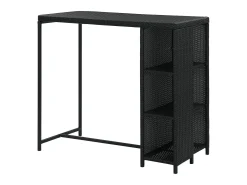 Mesa bar estante almacenaje 120x60x110cm ratán sintético negro ES372050