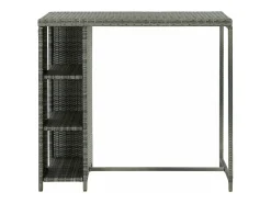 Mesa bar estante almacenaje 120x60x110cm ratán sintético gris