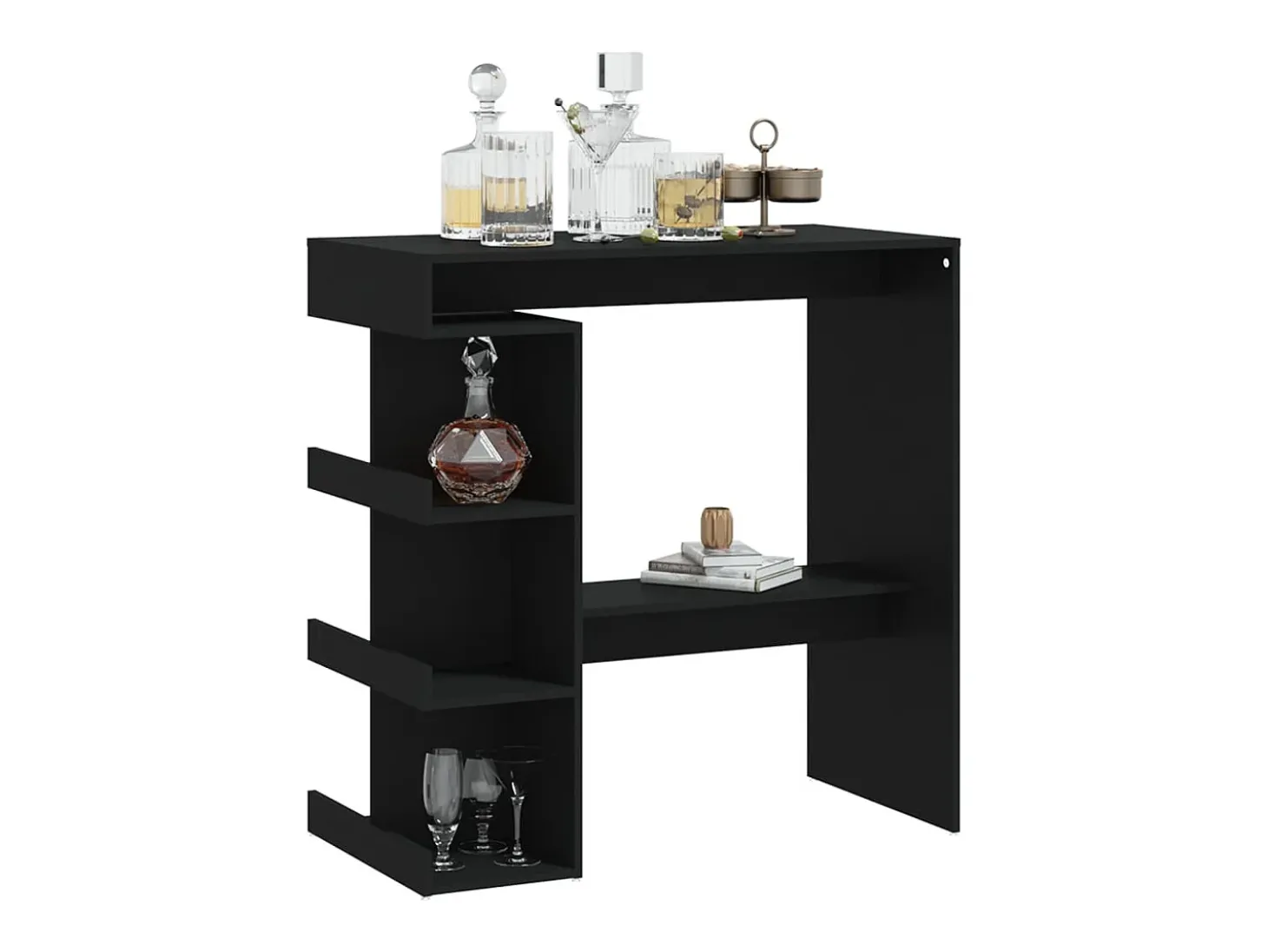 Mesa bar estante almacenaje contrachapada negro 100x50x101,5 cm ES638505
