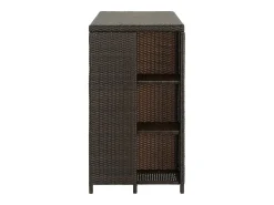 Mesa bar estante almacenaje 120x60x110cm ratán sintético marrón ES242722