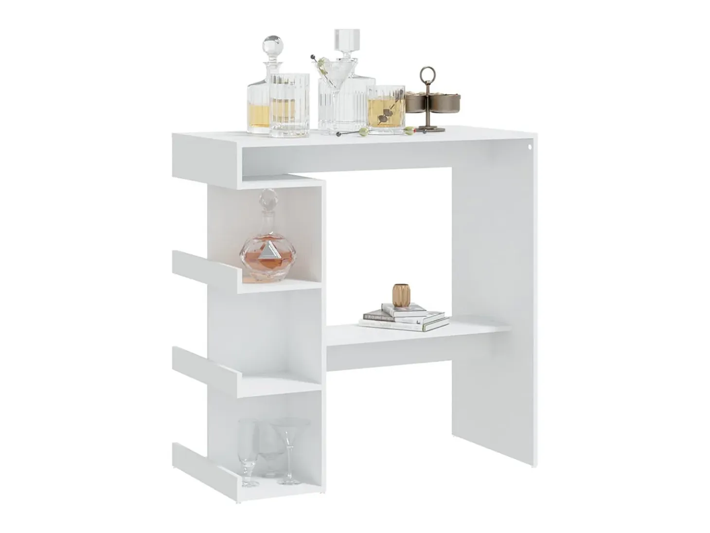 Mesa bar estante almacenaje contrachapada blanco 100x50x101,5cm ES529051