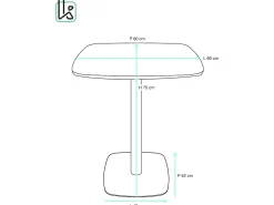 Mesa bistró de cocina, altura 75 cm, tablero de 60x60 cm, para 1-2 personas, base de metal SILA (negro)