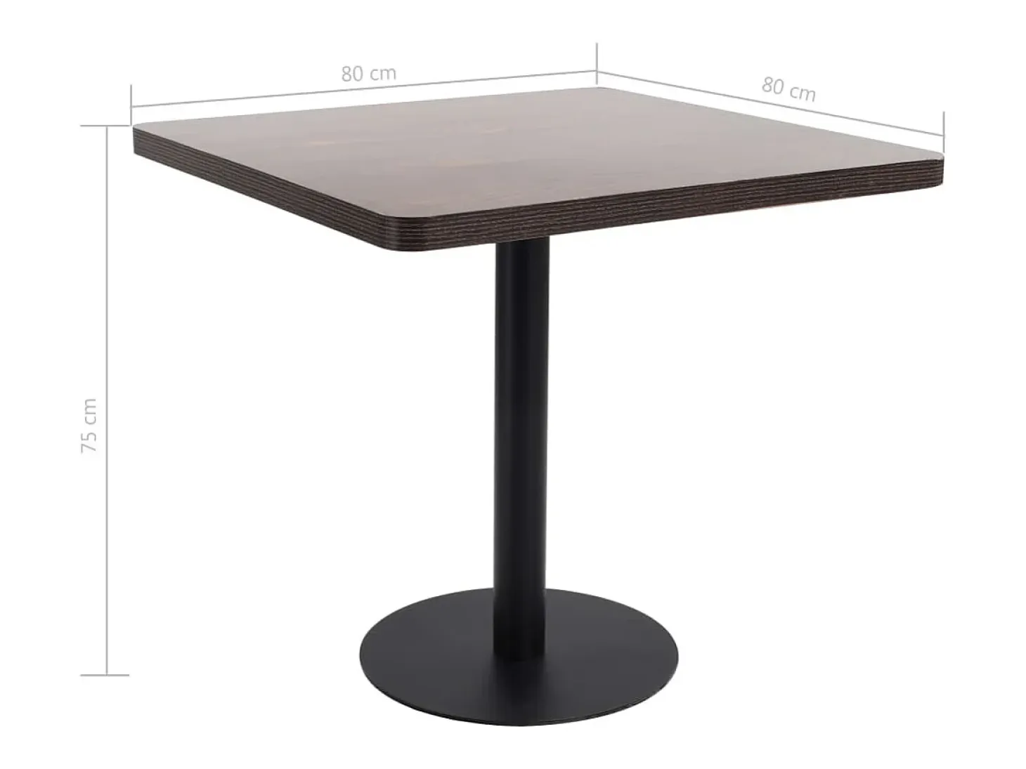 Mesa bistró MDF marrón oscuro 80x80 cm