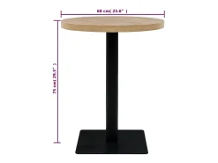 Mesa bistro de MDF y acero Redonda 60 x 75 cm Color roble